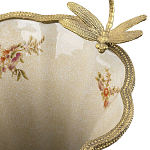 Ваза голубого цвета из фарфора с цветочным рисунком и бронзовой стрекозой Blue Garden варинант исполнения - 1 | Loft Concept в Липецке