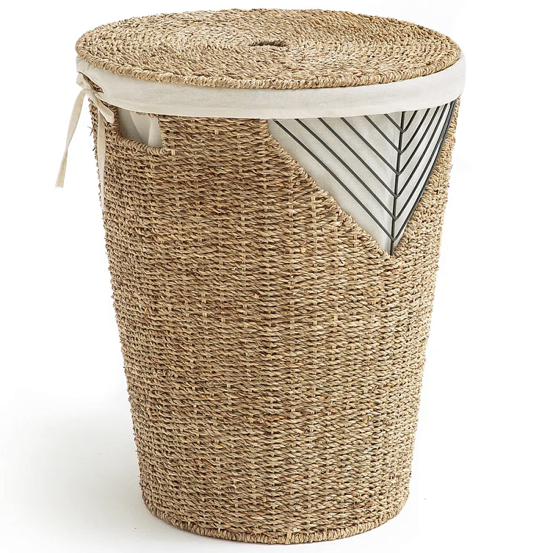Плетеная корзина для белья Juste Wicker Basket Бежевый Черный Плетеная корзина для белья Juste Wicker Basket Бежевый Черный в Липецке | Loft Concept
