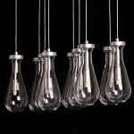 Люстра с 9-ю прозрачными плафонами из стекла в форме капли на прямоугольном потолочном основании цвета хром Lucid Rain  варинант исполнения - 9 | Loft Concept в Липецке