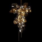 Люстра подвесная вытянутой формы с плафонами из стекла и металла с двумя вертикальными подвесками Gilded Mirage  варинант исполнения - 4 | Loft Concept в Липецке