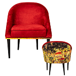 Кресло из натурального бука красное с цветным принтом Impressionism in Art варинант исполнения - 2 | Loft Concept в Липецке