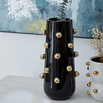 Ваза черная цилиндрическая с глянцевым покрытием и золотыми декоративными элементами Molecule Collection варинант исполнения - 3 | Loft Concept в Липецке