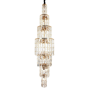 Большая многоярусная люстра с хрустальными подвесками Crystal Art Multi-tiered Gold Chandelier