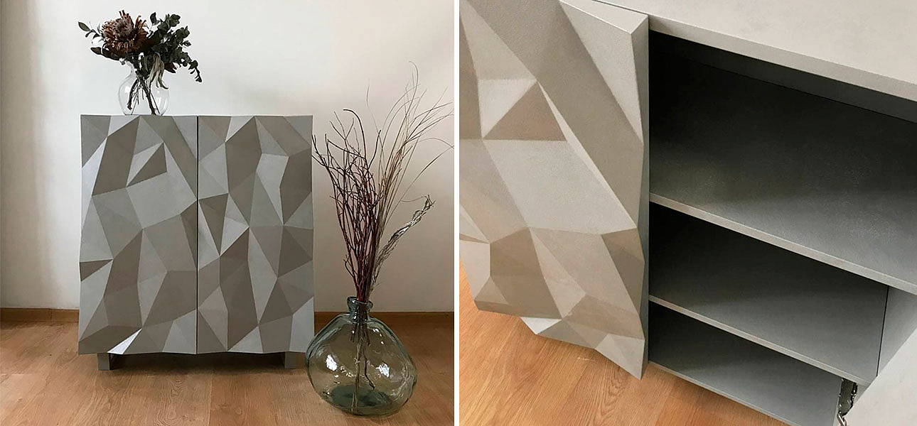 Комод с большими угловыми фигурами с одной секцией, 2 полки Geometric Greece Комод с большими угловыми фигурами с одной секцией, 2 полки Geometric Greece - Loft-Concept в Липецке