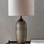 Настольная лампа керамическая с тканевым цилиндрическим абажуром Bullet варинант исполнения - 3 | Loft Concept в Липецке