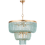 Круглая трехъярусная люстра с подвесками в виде круглых стеклянных бусин Blue Beads Chandelier варинант исполнения - 1 | Loft Concept в Липецке