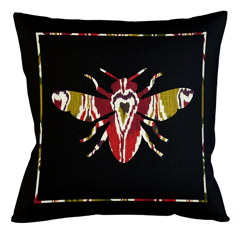 Подушка декоративная пчела цветной узор Ikat Pattern Мульти Бежевый Черный Подушка декоративная пчела цветной узор Ikat Pattern Мульти Бежевый Черный в Липецке | Loft Concept