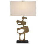 Настольная лампа с фигурным каркасом и прямоугольным тканевым абажуром Brutalist Profile варинант исполнения - 3 | Loft Concept в Липецке