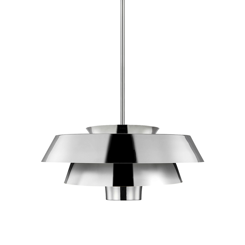 Подвесной светильник с широким многоярусным металлическим плафоном цвета никель в современном стиле Feiss Никель в Липецке | Loft Concept 