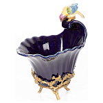 Чаша темно-синего цвета из фарфора с разноцветной птичкой Eden Garden porcelain and bronze варинант исполнения - 9 | Loft Concept в Липецке