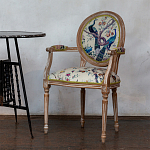 Полукресло из массива бука бежевое с изображением птиц и цветов Beige Green Chinoiserie Garden Chair варинант исполнения - 5 | Loft Concept в Липецке