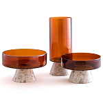 Высокая чаша из янтарного стекла Amber Marble Vase варинант исполнения - 3 | Loft Concept в Липецке