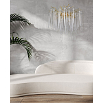 Люстра золотого цвета с декоративными ветками и длинными прозрачными стеклянными подвесами в форме сосулек Droplet Chandelier варинант исполнения - 12 | Loft Concept в Липецке