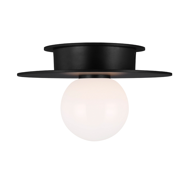 Потолочный светильник с шарообразным плафоном из белого матового стекла Generation Lighting Черный Белый в Липецке | Loft Concept 