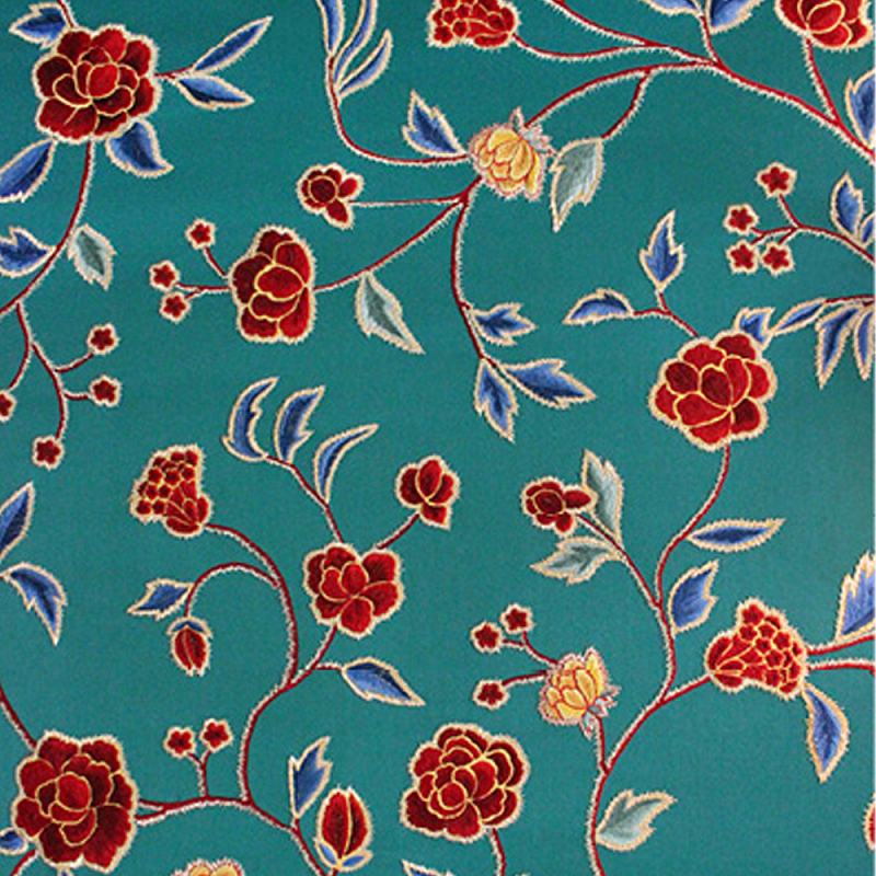 Обои с вышивкой ручной работы Flora Rio colourway on Liso Pine wool sateen Обои с вышивкой ручной работы Flora Rio colourway on Liso Pine wool sateen в Липецке | Loft Concept