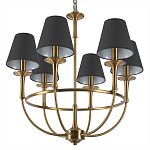 Люстра на металлическом основании бронзового цвета с 6-ю черными конусовидными абажурами Dignity варинант исполнения - 8 | Loft Concept в Липецке