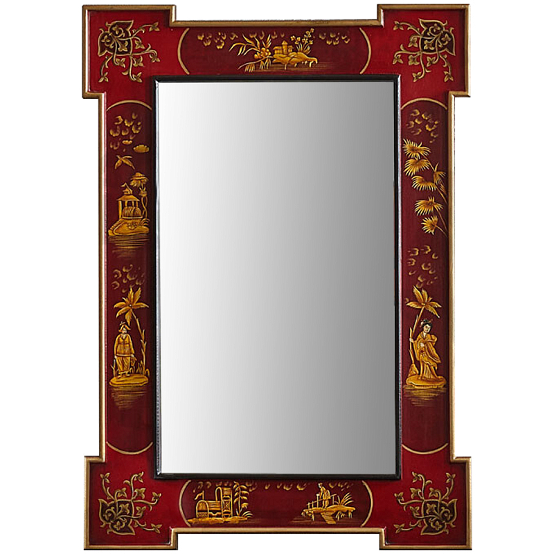 Зеркало в стиле Шинуазри ручная роспись Chinoiserie Mirror Red Красный Золотой Зеркало в стиле Шинуазри ручная роспись Chinoiserie Mirror Red Красный Золотой в Липецке | Loft Concept