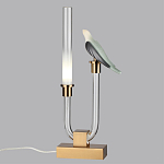 Настольная лампа с прозрачной трубкой и декоративной фигуркой птицы на бронзовой подставке Ganthea варинант исполнения - 3 | Loft Concept в Липецке