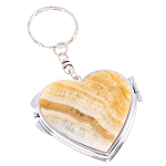 Зеркало брелок складное двухстороннее в форме сердца из натурального камня Оникс Stone Mirrors варинант исполнения - 1 | Loft Concept в Липецке