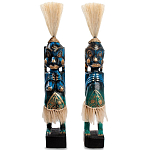 Комплект из 2-х деревянных статуэток Asmat Straw Headdress Statuettes Blue Tattoo варинант исполнения - 4 | Loft Concept в Липецке