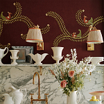 Обои с вышивкой ручной работы Fyodor Original colourway on Merlot linen варинант исполнения - 4 | Loft Concept в Липецке