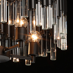 Люстра круглая из матового черного металла с подвесками из прозрачных стеклянных трубок Noir Tubes варинант исполнения - 6 | Loft Concept в Липецке