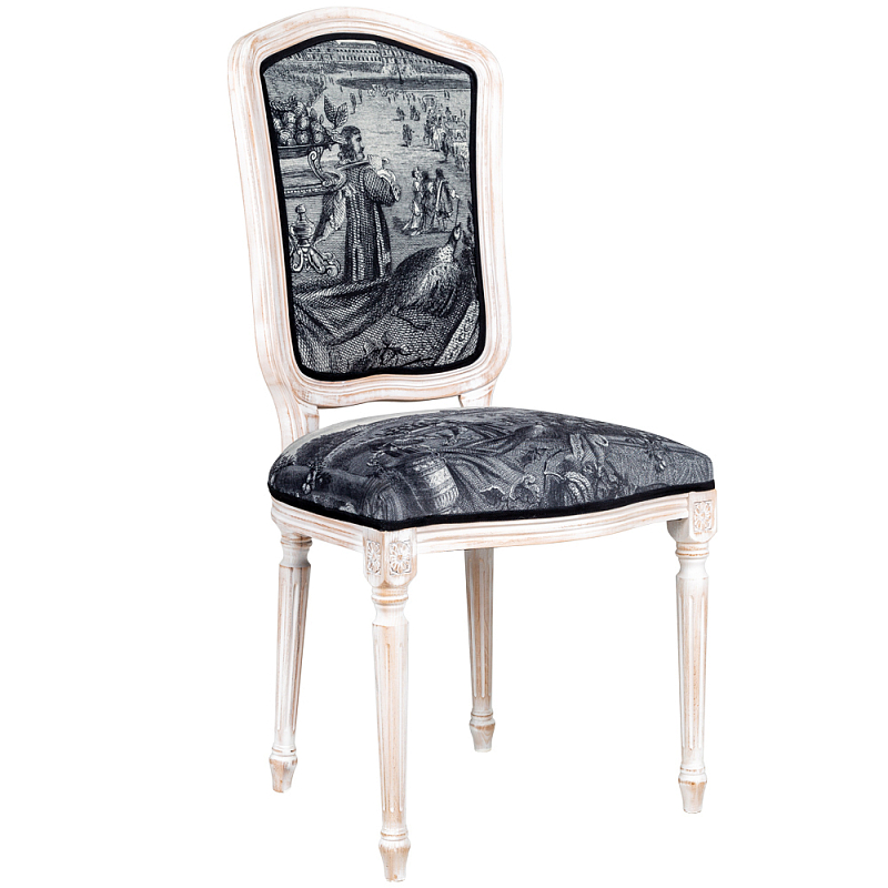 Стул Tuileries Square Stool Черно-белый Белый винтажная патина Стул Tuileries Square Stool Черно-белый Белый винтажная патина в Липецке | Loft Concept