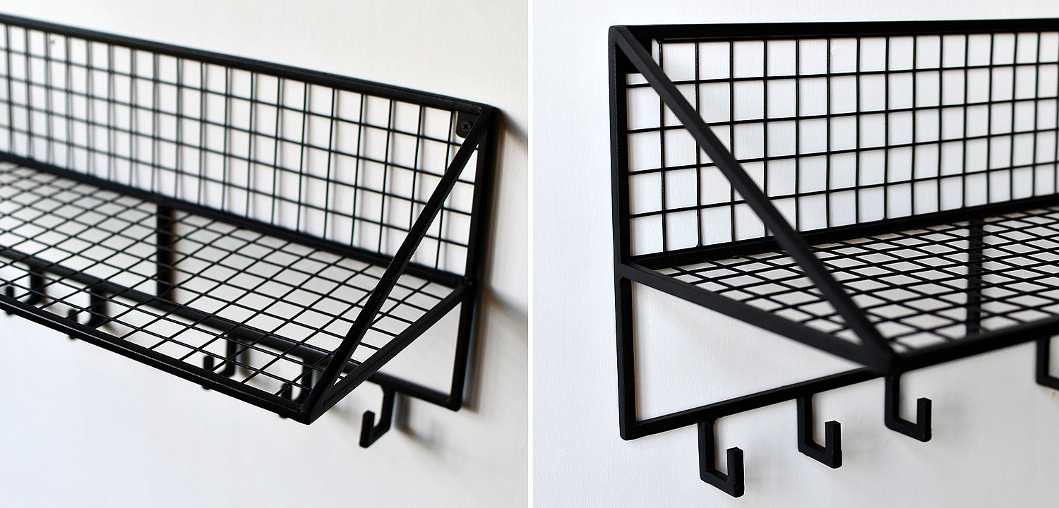 Вешалка с полкой Rhian Industrial Metal Rust Shelf Black S Вешалка с полкой Rhian Industrial Metal Rust Shelf Black S - Loft-Concept в Липецке