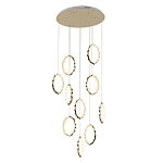 Потолочная люстра каскадная светодиодная с золотистым каркасом Ring of Fire варинант исполнения - 1 | Loft Concept в Липецке