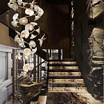 Люстра каскадная из белых цветов каллы и птичек Refined Taste of Light варинант исполнения - 3 | Loft Concept в Липецке