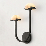 Бра с 2-мя мраморными плафонами на черном корпусе Light Warm Light варинант исполнения - 1 | Loft Concept в Липецке