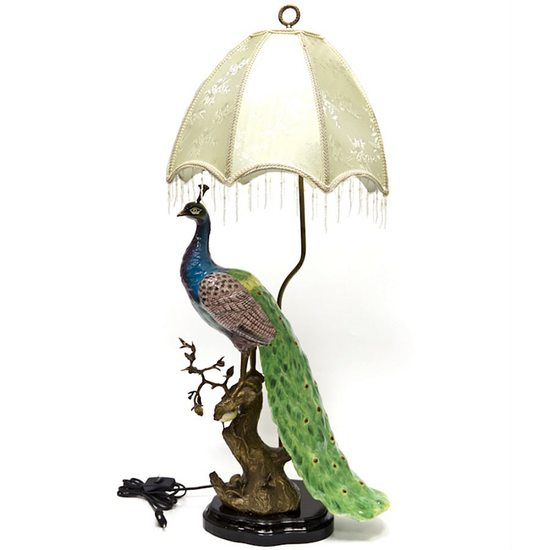 Настольная лампа Peacock Lamp Белый Зеленый Синий Бронза Настольная лампа Peacock Lamp Белый Зеленый Синий Бронза в Липецке | Loft Concept