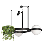 Подвесной светильник с 2-мя шарообразными плафонами и цилиндрическим спотом Light of Еyes варинант исполнения - 2 | Loft Concept в Липецке