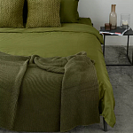 Плед из хлопка жемчужной вязки оливкового цвета Waffle Comfort варинант исполнения - 5 | Loft Concept в Липецке