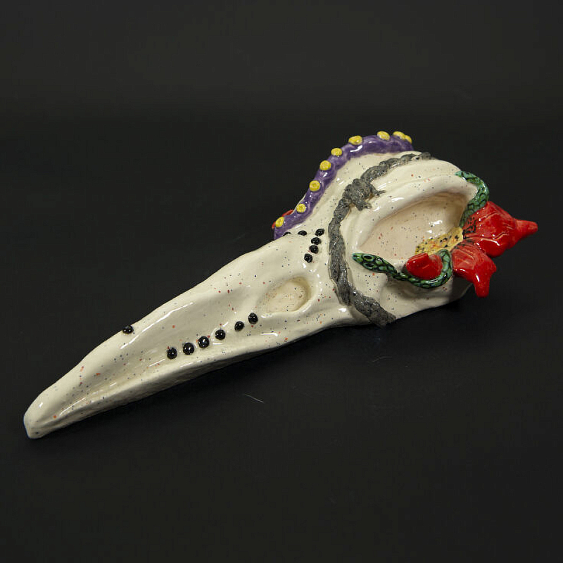 Скульптура CROWN SKULL Бежевый Красный Фиолетовый Скульптура CROWN SKULL Бежевый Красный Фиолетовый в Липецке | Loft Concept