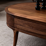 Кофейный стол овальный из дерева с 2-мя ящиками Coffee Walnut Table варинант исполнения - 5 | Loft Concept в Липецке