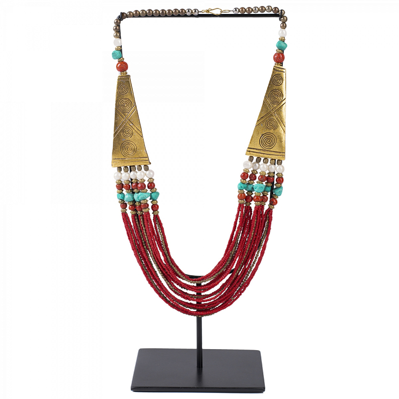 Ожерелье на подставке NECKLACE RED AND BRASS Латунь Красный Ожерелье на подставке NECKLACE RED AND BRASS Латунь Красный в Липецке | Loft Concept