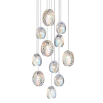 Люстра каскадная с 11-ю круглыми плафонами из рельефного стекла Disc Light варинант исполнения - 1 | Loft Concept в Липецке