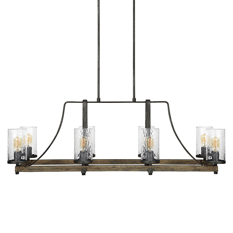 Люстра подвесная с восемью прозрачными стеклянными цилиндрическими плафонами в стиле лофт Feiss Черный Коричневый Прозрачное Стекло в Липецке | Loft Concept 