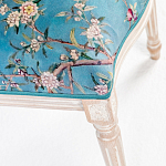 Стул из массива бука бирюзовый с изображением птиц и цветов Turquoise Beige Chinoiserie Peach Garden Chair варинант исполнения - 5 | Loft Concept в Липецке