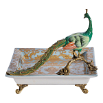 Блюдо квадратное с павлином на бронзовых ножках Eden Garden варинант исполнения - 3 | Loft Concept в Липецке