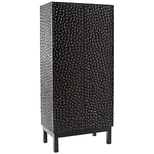Шкаф Black Pebble Wood Carved Cabinet