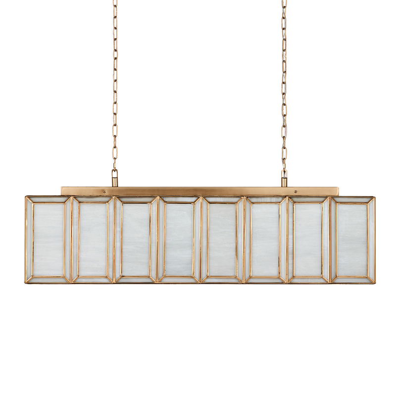 Люстра прямоугольная с каркасом золотого цвета Soft Glow Lamps Золотой Молочный в Липецке | Loft Concept 