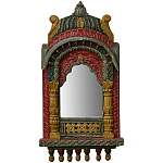 Настенное зеркало в резной раме из тропического дерева Carved Wood Mirror Colorful варинант исполнения - 1 | Loft Concept в Липецке