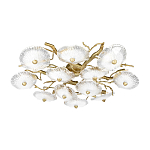 Потолочная люстра круглая ветвистыми бронзовыми элементами и стеклянными рифлеными дисками Textured Glass Chandelier варинант исполнения - 3 | Loft Concept в Липецке