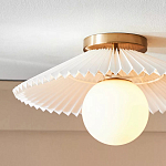 Потолочный светильник с белым плиссированным абажуром Headquarters варинант исполнения - 2 | Loft Concept в Липецке