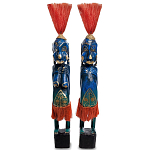 Комплект из 2-х деревянных статуэток Asmat Straw Headdress Statuettes Multicolor варинант исполнения - 3 | Loft Concept в Липецке
