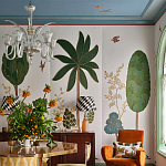 Обои с вышивкой ручной работы Mughal Trees Original colourway on linen варинант исполнения - 5 | Loft Concept в Липецке