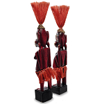 Комплект из 2-х деревянных статуэток Asmat Red Straw Headdress Statuettes Red Gold варинант исполнения - 2 | Loft Concept в Липецке