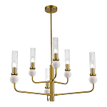 Люстра с 6-ю плафонами в форме стеклянных трубок и мраморных декоративных элементов Montreal варинант исполнения - 4 | Loft Concept в Липецке